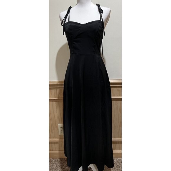 NWT ~ Spaghetti Strap Long Black Dress ~ Size Med - Picture 1 of 8